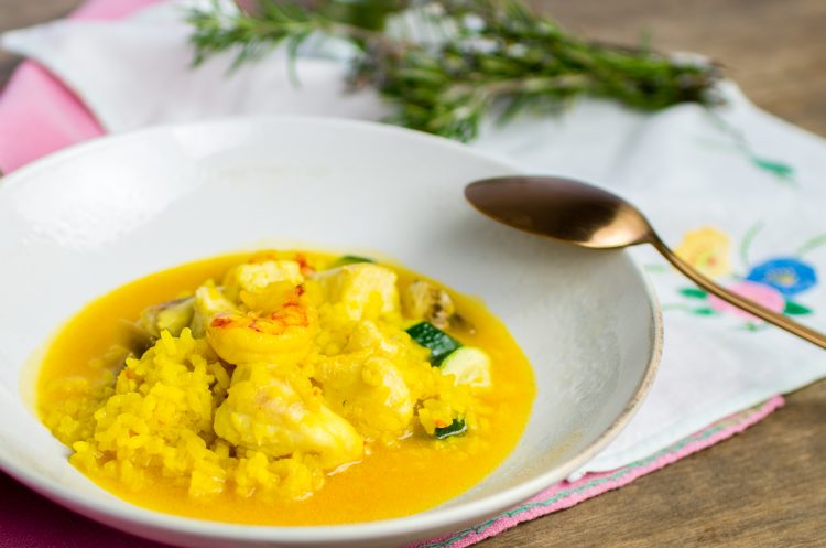 Arroz cremoso de pescado con gambones