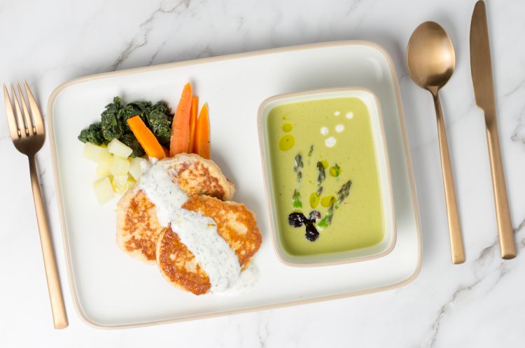 Crema esparragos y Hamburguesas pollo